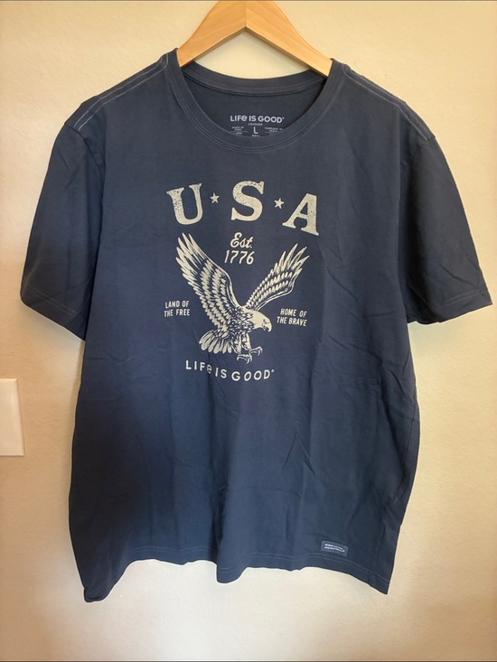 Life Is Good Other - Life Is Good Navy Blue USA Eagle Graphic Short Sleeve Tee size L